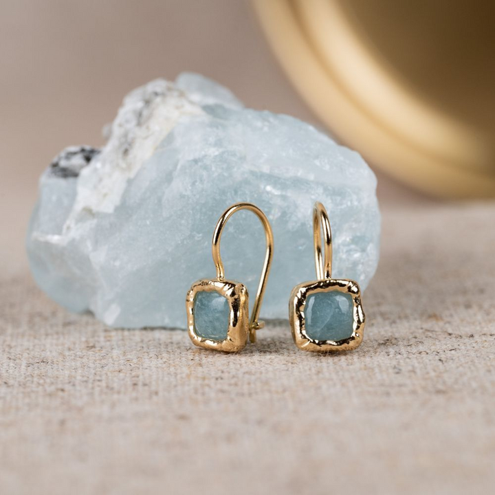 Jeh Jewels |Oorhanger zilver verguld met Aquamarijn