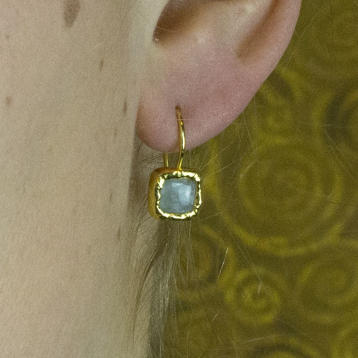 Jeh Jewels |Oorhanger zilver verguld met Aquamarijn