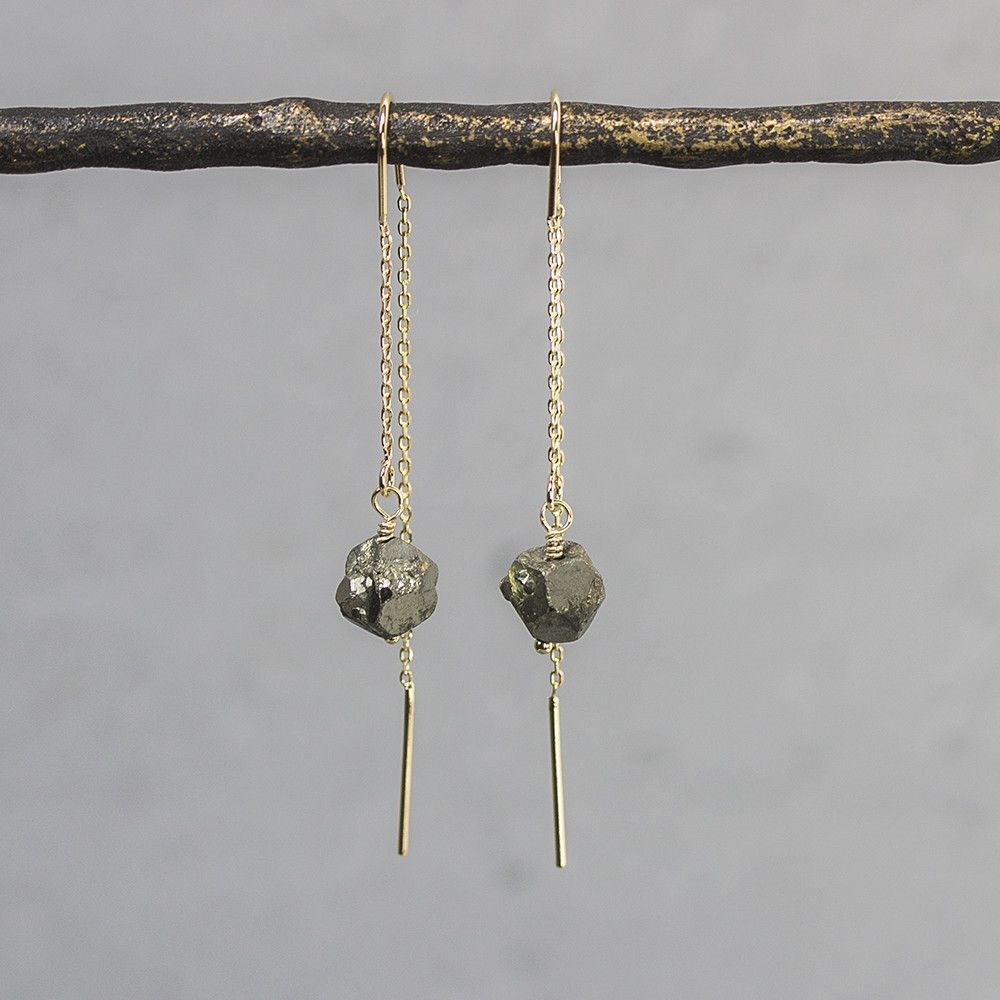 Jeh Jewels | Zilveren oorhanger verguld met groen-gouden pyriet