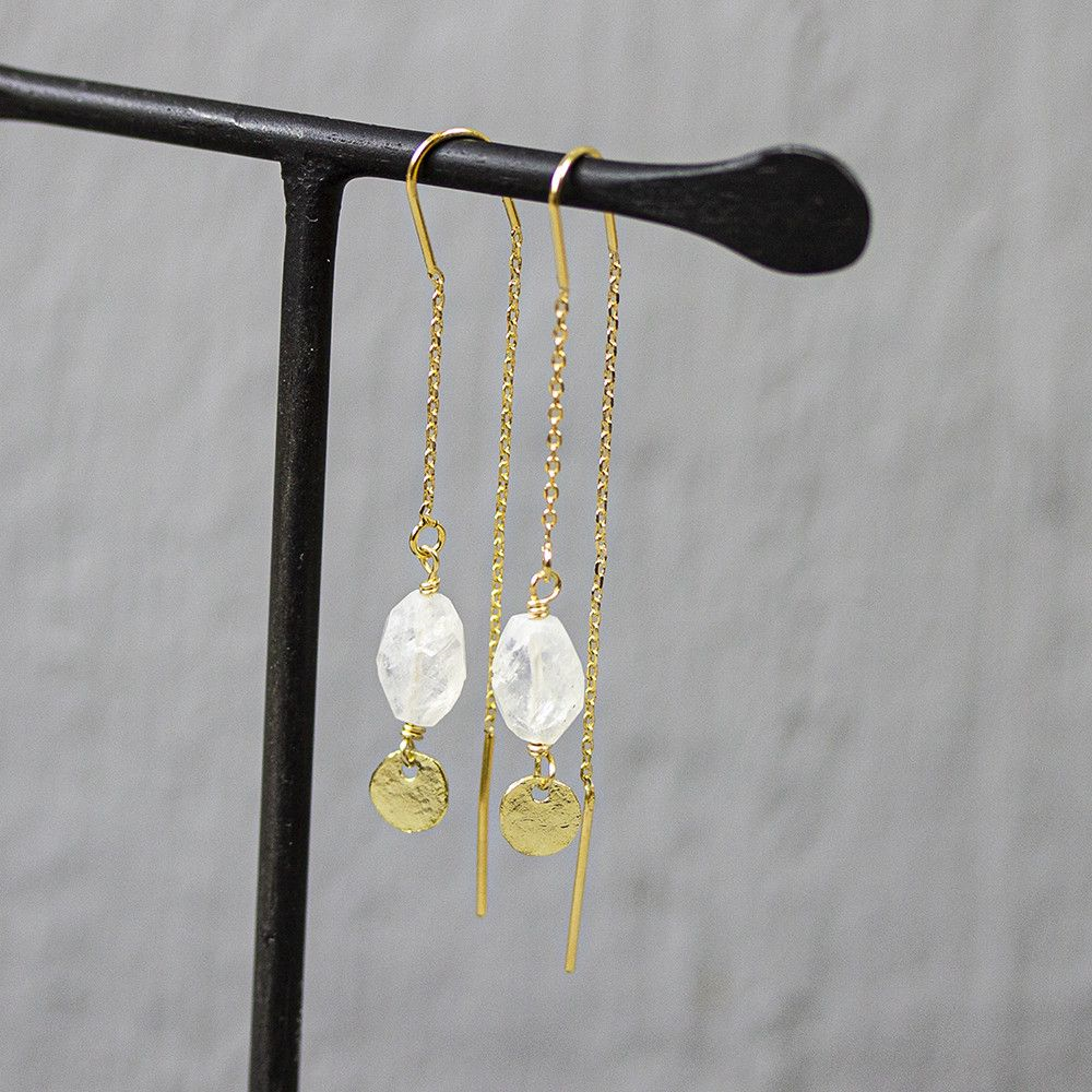 Jeh Jewels | Zilveren oorhanger verguld met maansteen