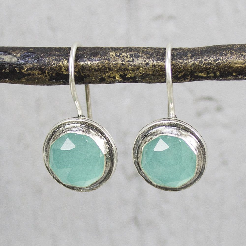 Jeh Jewels | Zilveren oorhangers met gefaceteerde groene kwarts