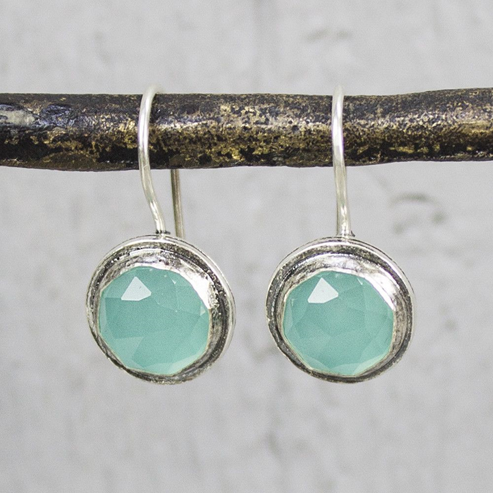 Jeh Jewels | Zilveren oorhangers met gefaceteerde groene kwarts