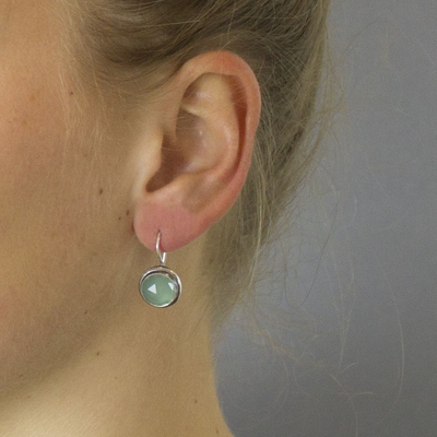 Jeh Jewels | Zilveren oorhangers met gefaceteerde groene kwarts