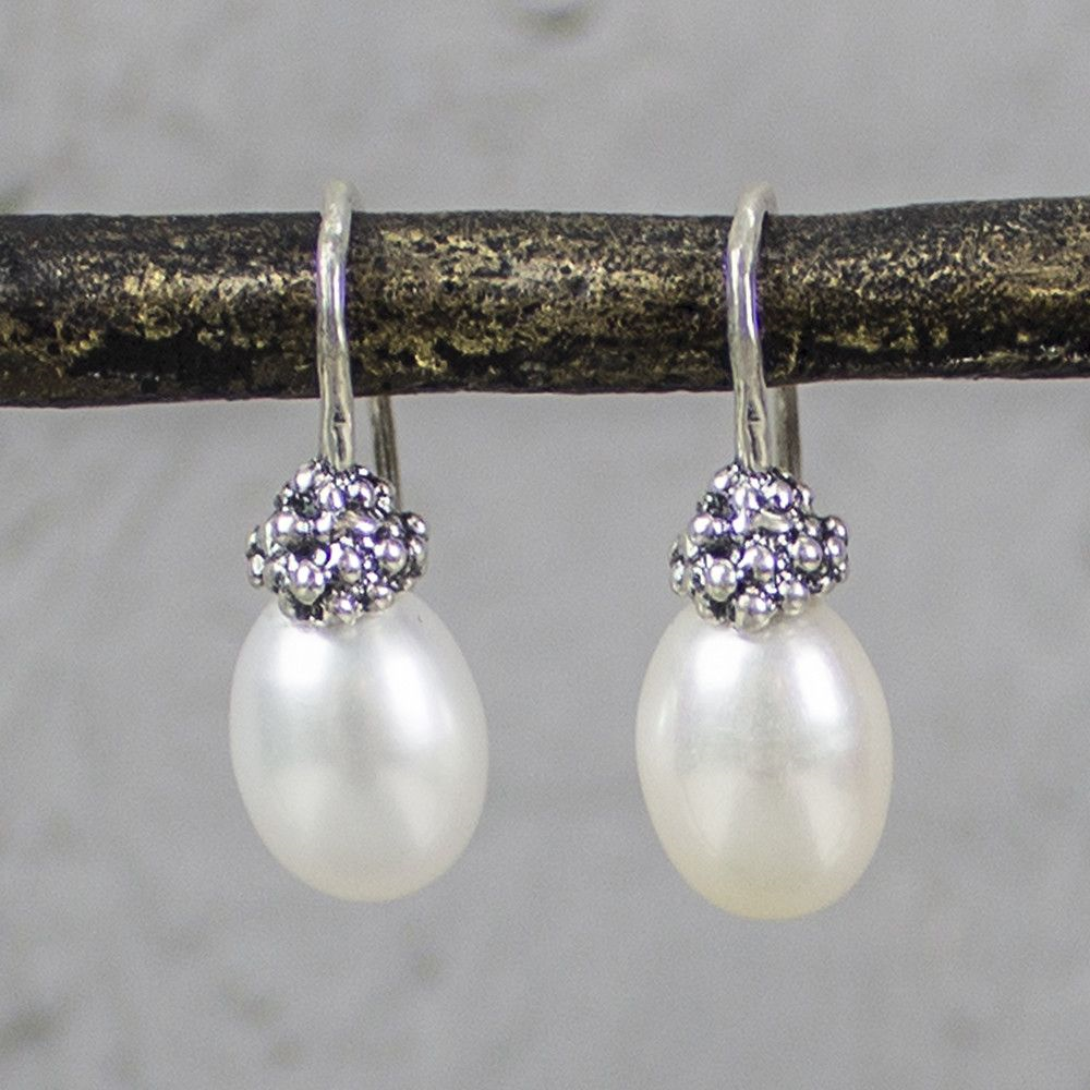 Jeh Jewels | Zilveren oorhangers met witte parel