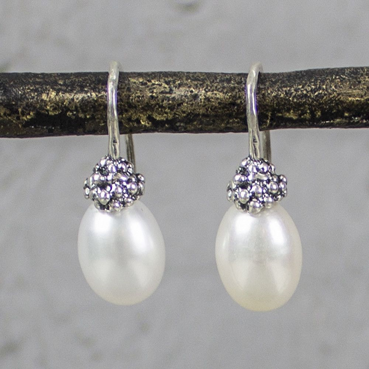 Jeh Jewels | Zilveren oorhangers met witte parel
