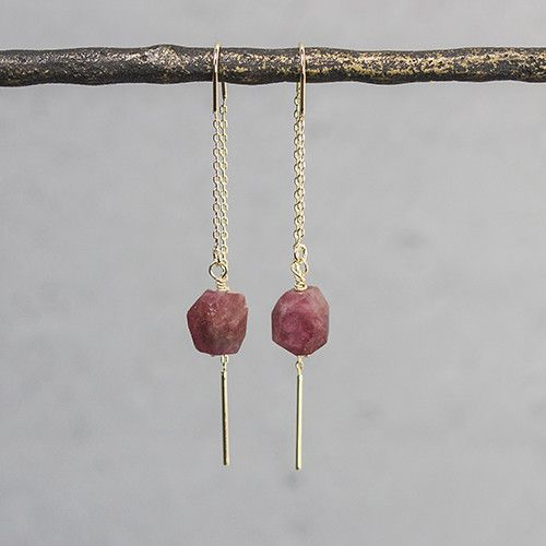 Jeh Jewels | Zilveren oorhangers verguld met roze toermalijn