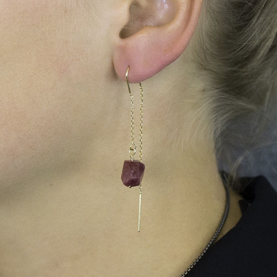 Jeh Jewels | Zilveren oorhangers verguld met roze toermalijn