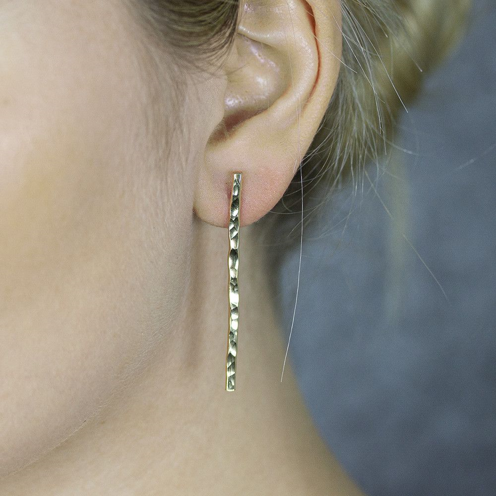 Jeh Jewels | Zilveren oorsteker goldfilled met hamerslag