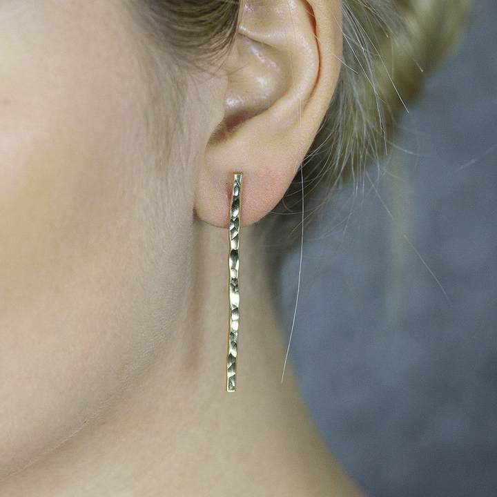 Jeh Jewels | Zilveren oorsteker goldfilled met hamerslag