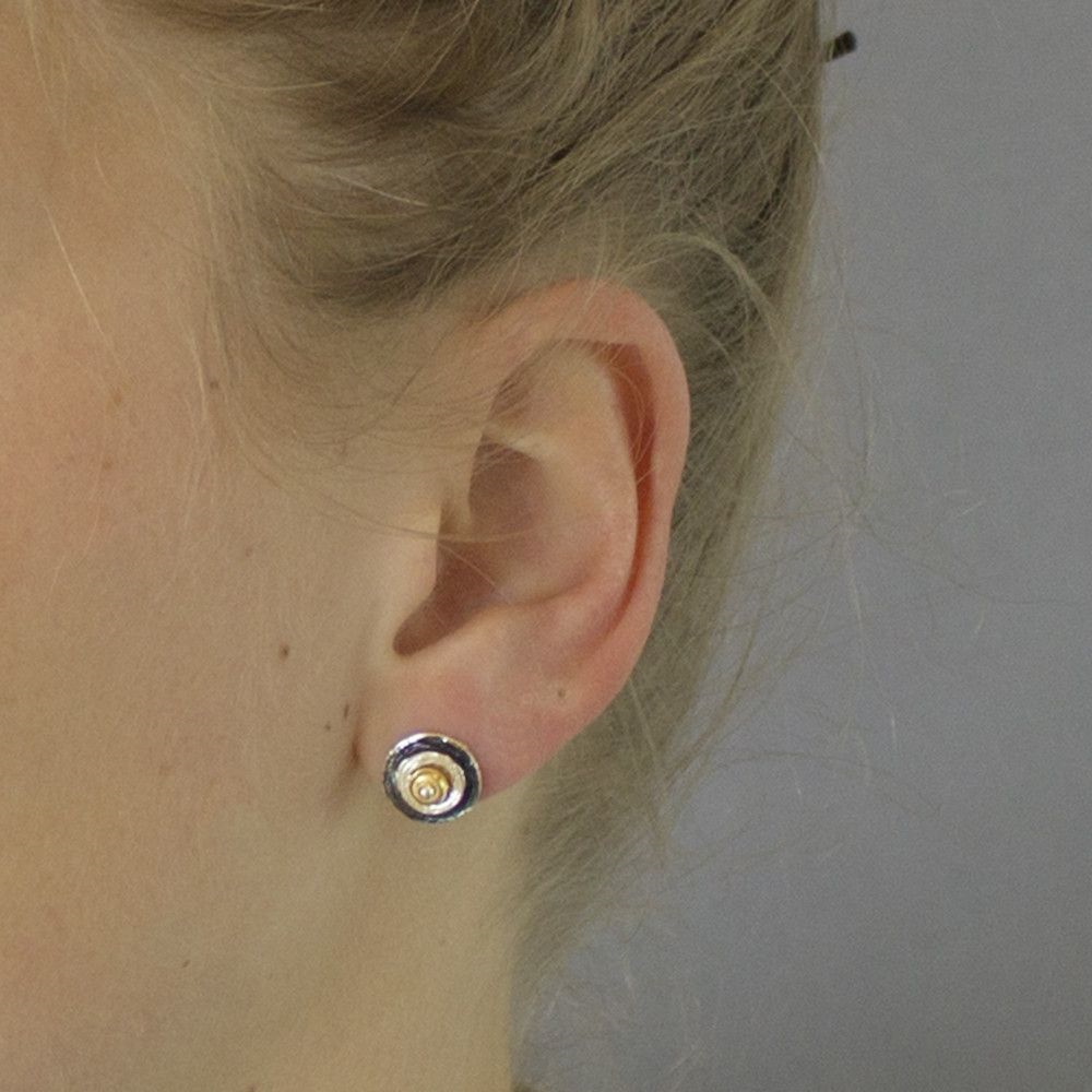 Jeh Jewels | Zilveren oorsteker met goldfilled binnencirkel