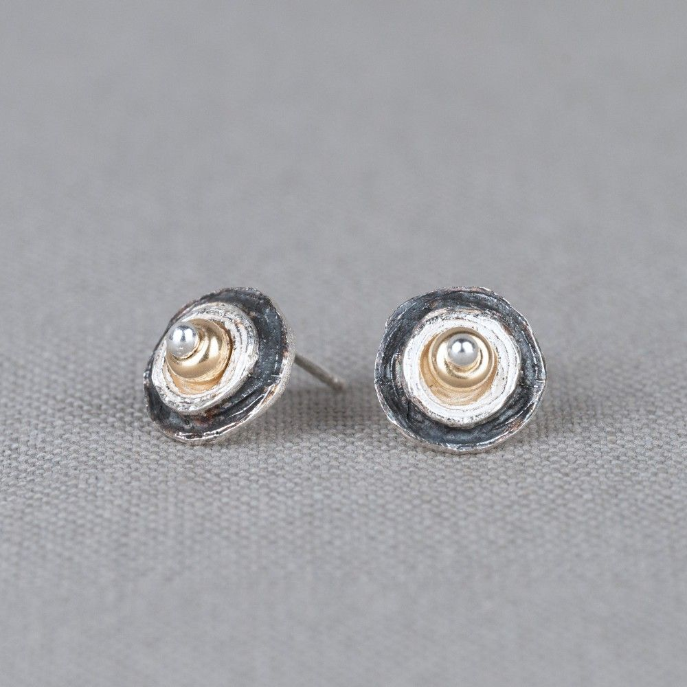 Jeh Jewels | Zilveren oorsteker met goldfilled binnencirkel