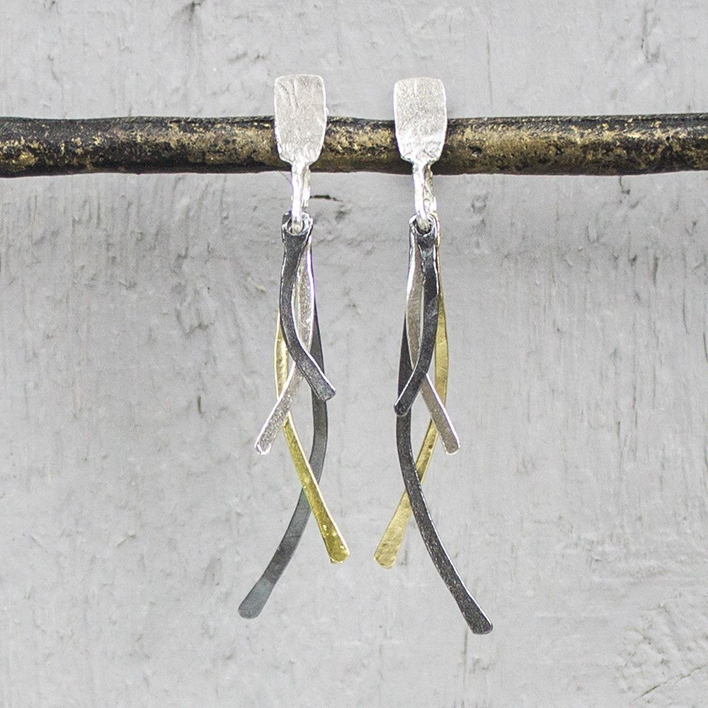 Jeh Jewels | Zilveren oorstekers deels geoxideerd en deels goldfilled