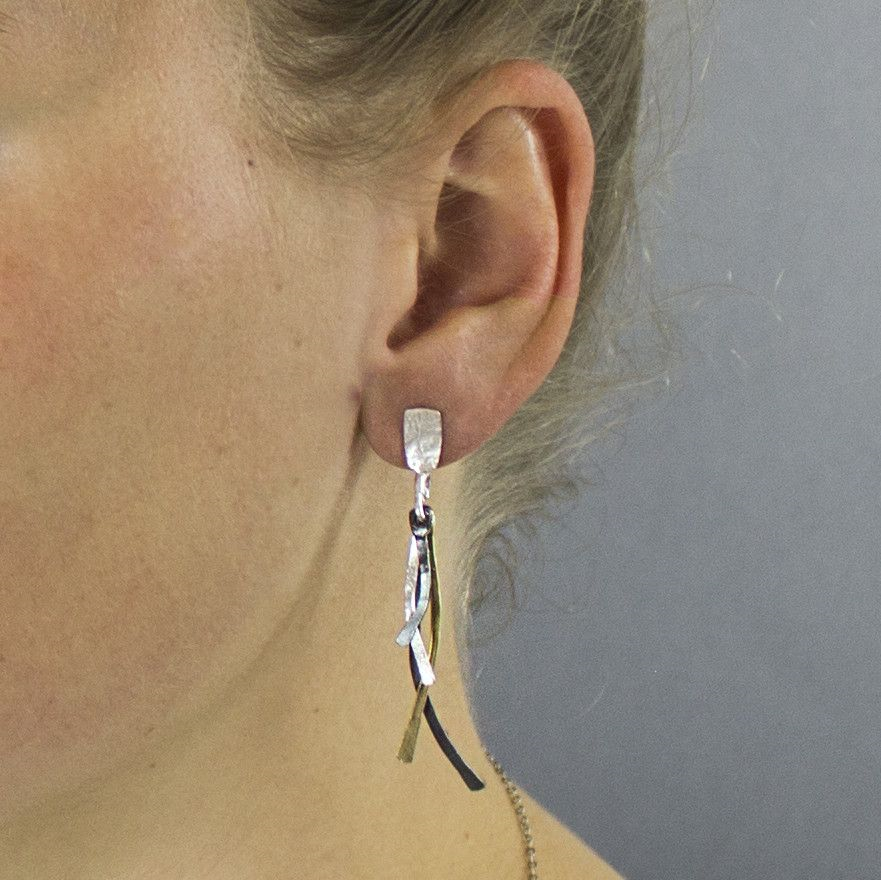 Jeh Jewels | Zilveren oorstekers deels geoxideerd en deels goldfilled