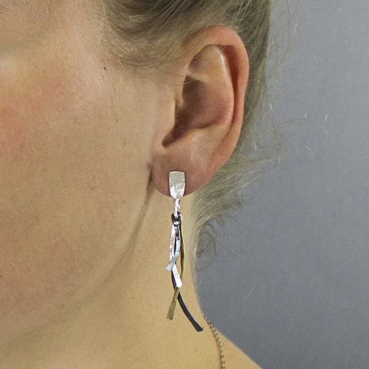 Jeh Jewels | Zilveren oorstekers deels geoxideerd en deels goldfilled