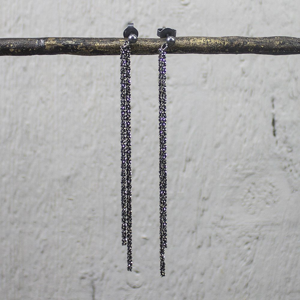 Jeh Jewels | Zilveren oorstekers met 2 geoxideerde sliertjes