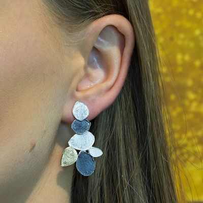 Jeh Jewels | Zilveren oorstekers tri-color. Deels verguld en geoxideerd