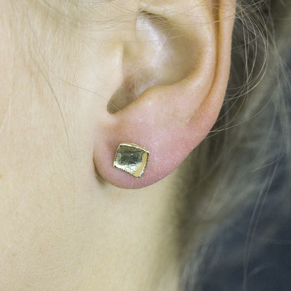 Jeh Jewels | Zilveren oorstekers vierkant verguld