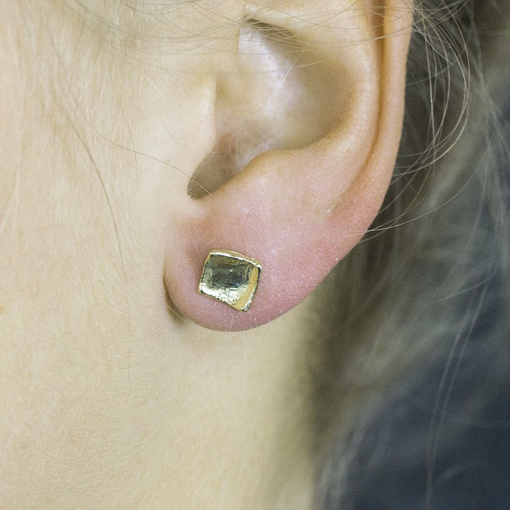 Jeh Jewels | Zilveren oorstekers vierkant verguld