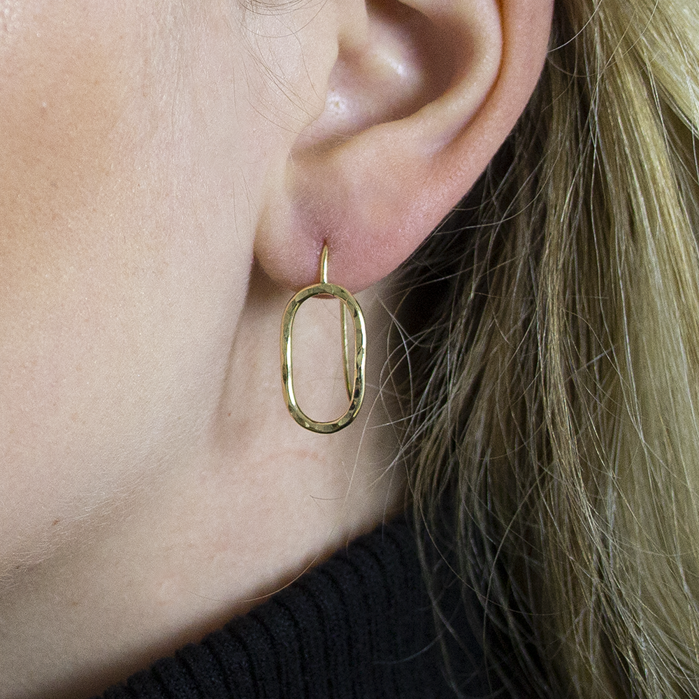 Jeh Jewels | Zilveren ovalen oorhangers goldfilled met hamerslag