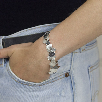 Jeh Jewels | Zilveren peervormige schakelarmband met geoxideerde delen