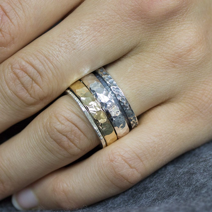 Jeh Jewels | Zilveren ring deels geoxideerd en deels goldfilled