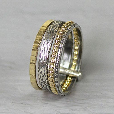 Jeh Jewels | Zilveren ring deels goldfilled en geoxideerd