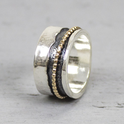 Jeh Jewels | Zilveren ring met 1 losse goldfilled pareldraad