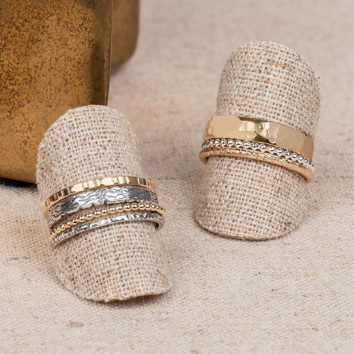 Jeh Jewels | Zilveren ring met 3 goldfilled banden