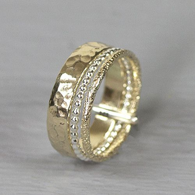Jeh Jewels | Zilveren ring met 3 goldfilled banden