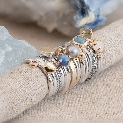 Jeh Jewels | Zilveren ring met aquamarijn in 4kante 9 karaat zetting