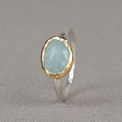 Jeh Jewels | Zilveren ring met Aquamarijn in 9 karaat zetting