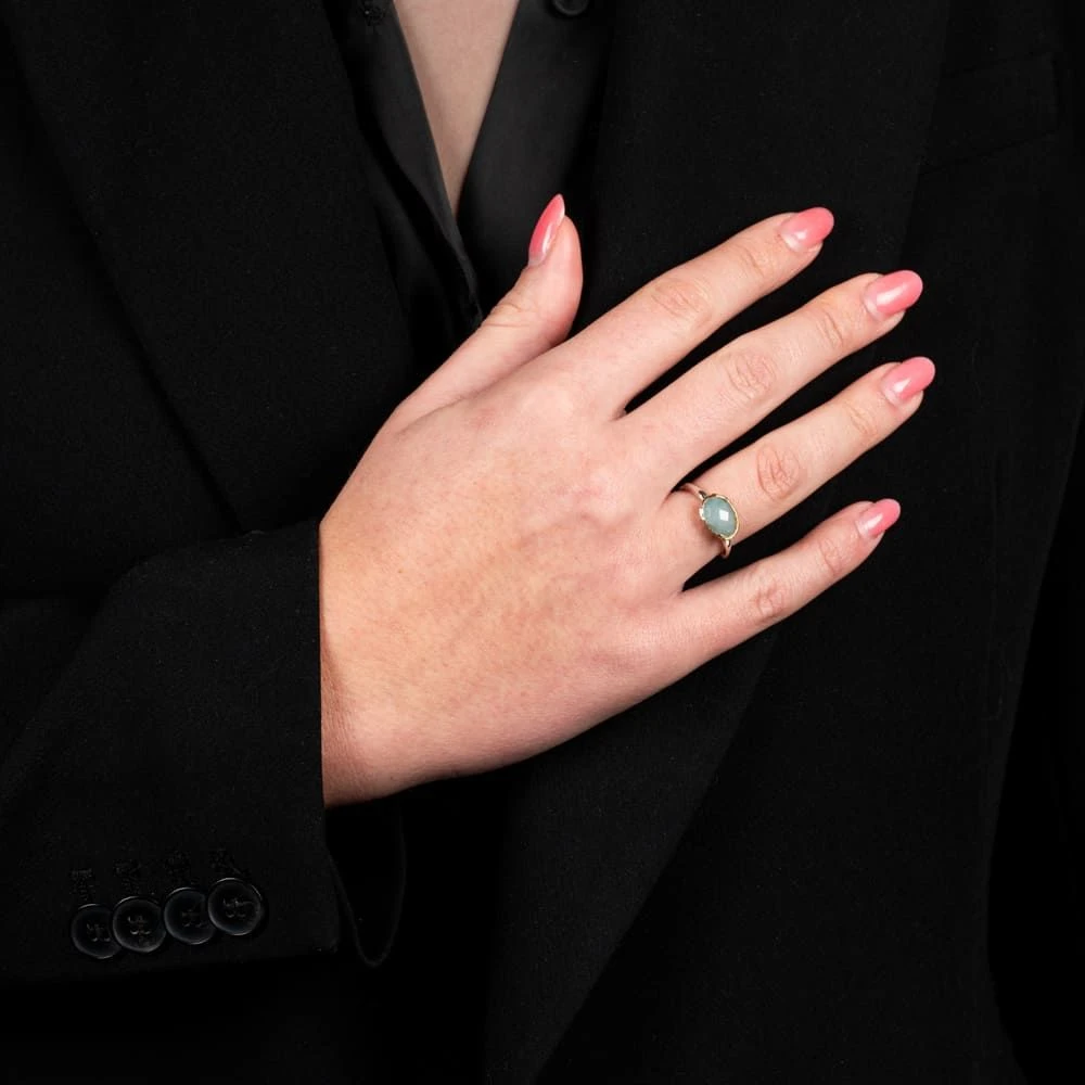 Jeh Jewels | Zilveren ring met Aquamarijn in 9 karaat zetting