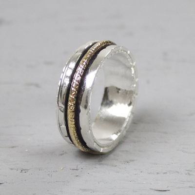 Jeh Jewels | Zilveren ring met goldfilled buitenring