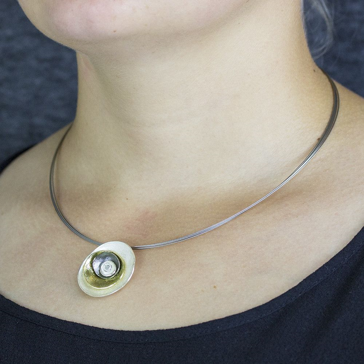 Jeh Jewels | Zilveren ronde hanger deels verguld en geoxideerd