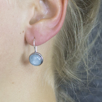 Jeh Jewels | Zilveren ronde oorhanger met aquamarijn