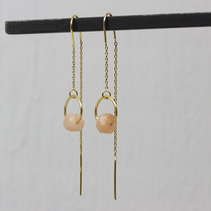 Jeh Jewels | Zilveren verguld oxy doortrek oorbel oranje maansteen