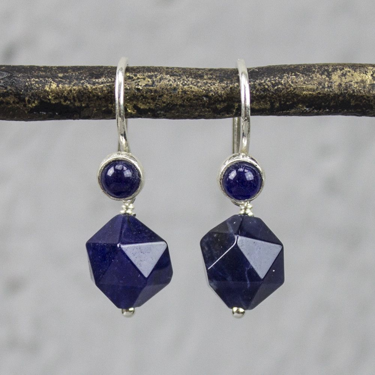 Jeh zilveren oorhangers  Lapis / Sodaliet