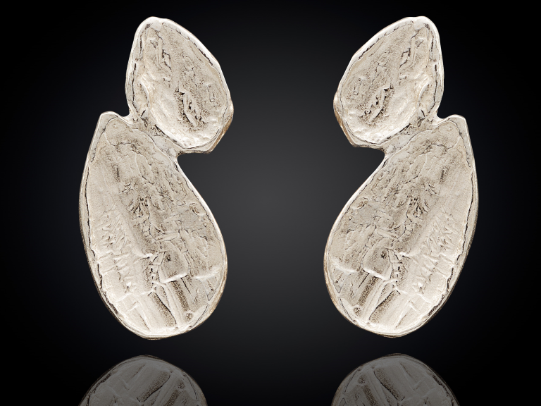 Jeh Zilveren oorstekers fantasie ovaal hol