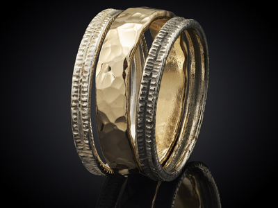 Jeh zilveren ring oxi goldfilled 3 losse ringen