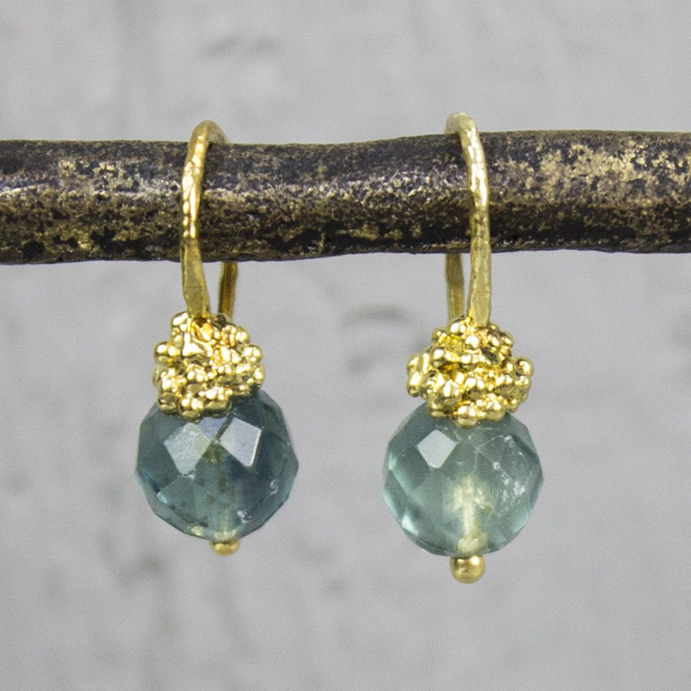 oorhangers blauwe fluoriet zilver verguld14K