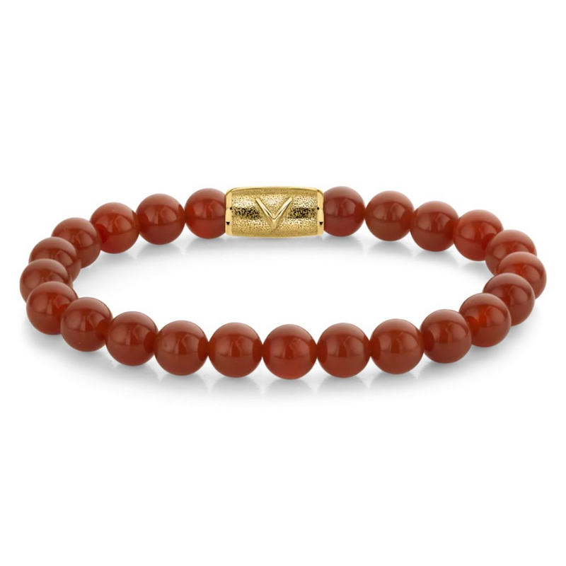 Rebel & Rose | Red Agate Gold armband