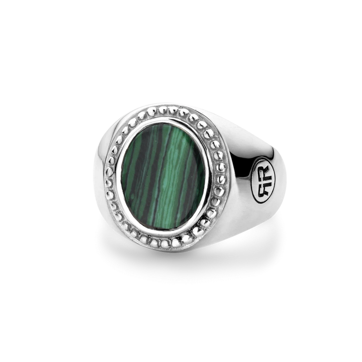 Ring Women Oval Malachite 54 (Ø 17¼) - 8 gr. 925