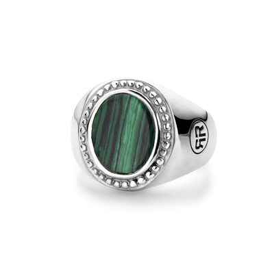 Ring Women Oval Malachite 54 (Ø 17¼) - 8 gr. 925