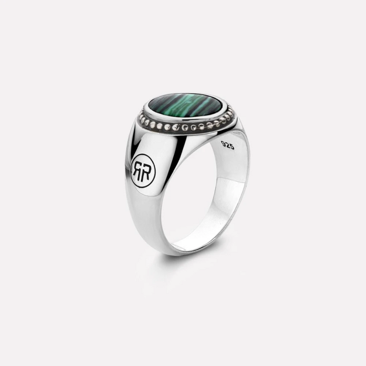 Ring Women Oval Malachite 54 (Ø 17¼) - 8 gr. 925
