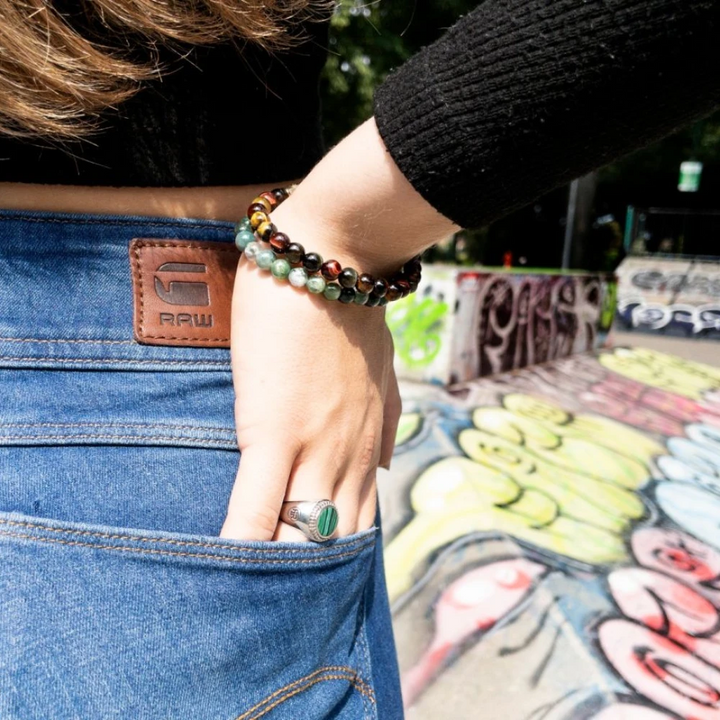 Ring Women Oval Malachite 54 (Ø 17¼) - 8 gr. 925