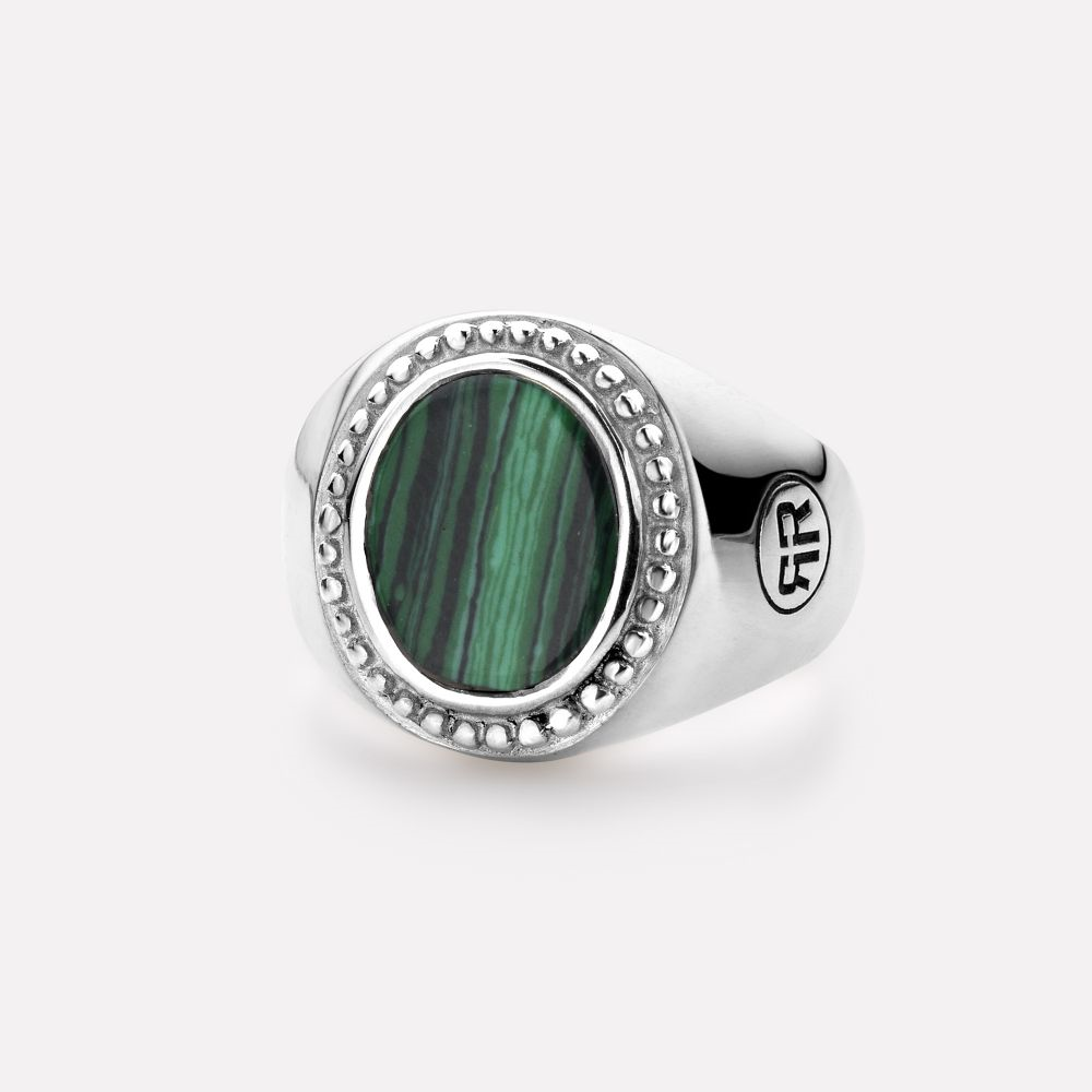 Ring Women Oval Malachite 54 (Ø 17¼) - 8 gr. 925