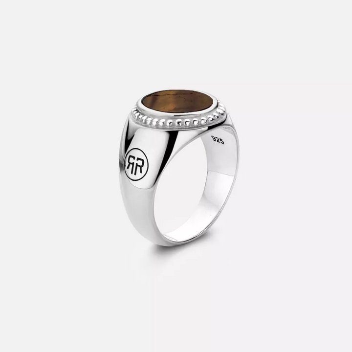 Rebel &amp; Rose | Zilveren dames ring met ovaal tijgeroog