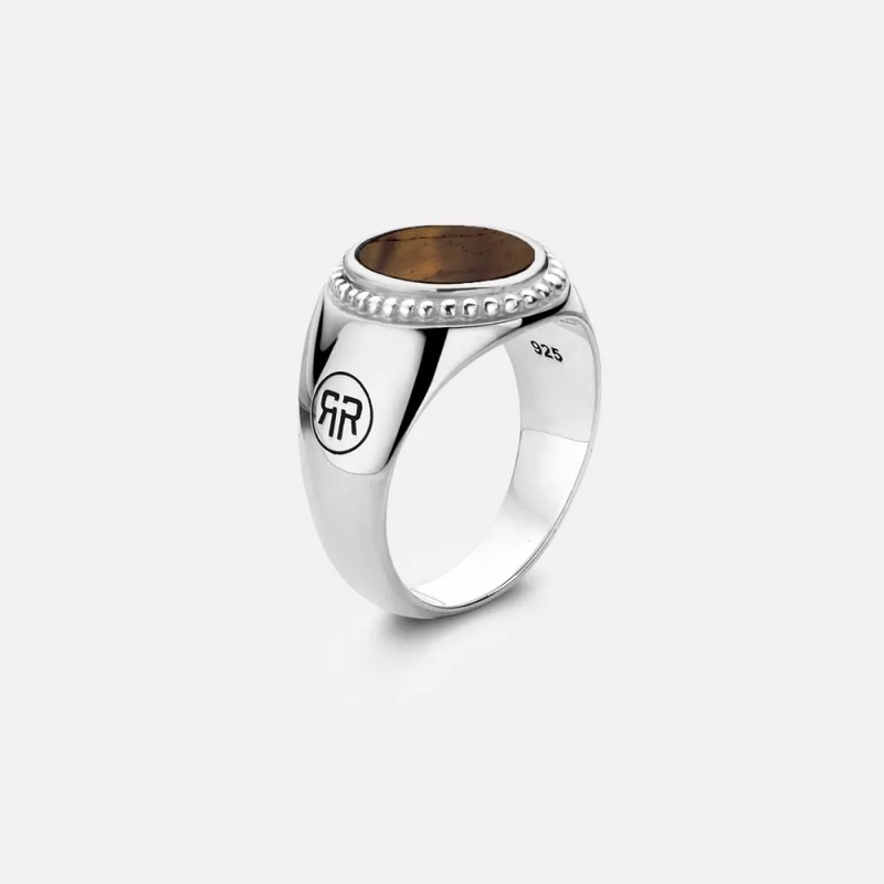 Rebel & Rose | Zilveren dames ring met ovaal tijgeroog