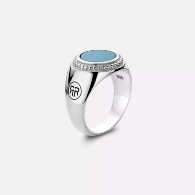 Rebel & Rose | Zilveren dames ring ovaal van vorm met turquoise steen