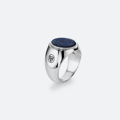 Rebel & Rose | Zilveren ring met blauwe lapis lazuli steen rond van vorm voor dames